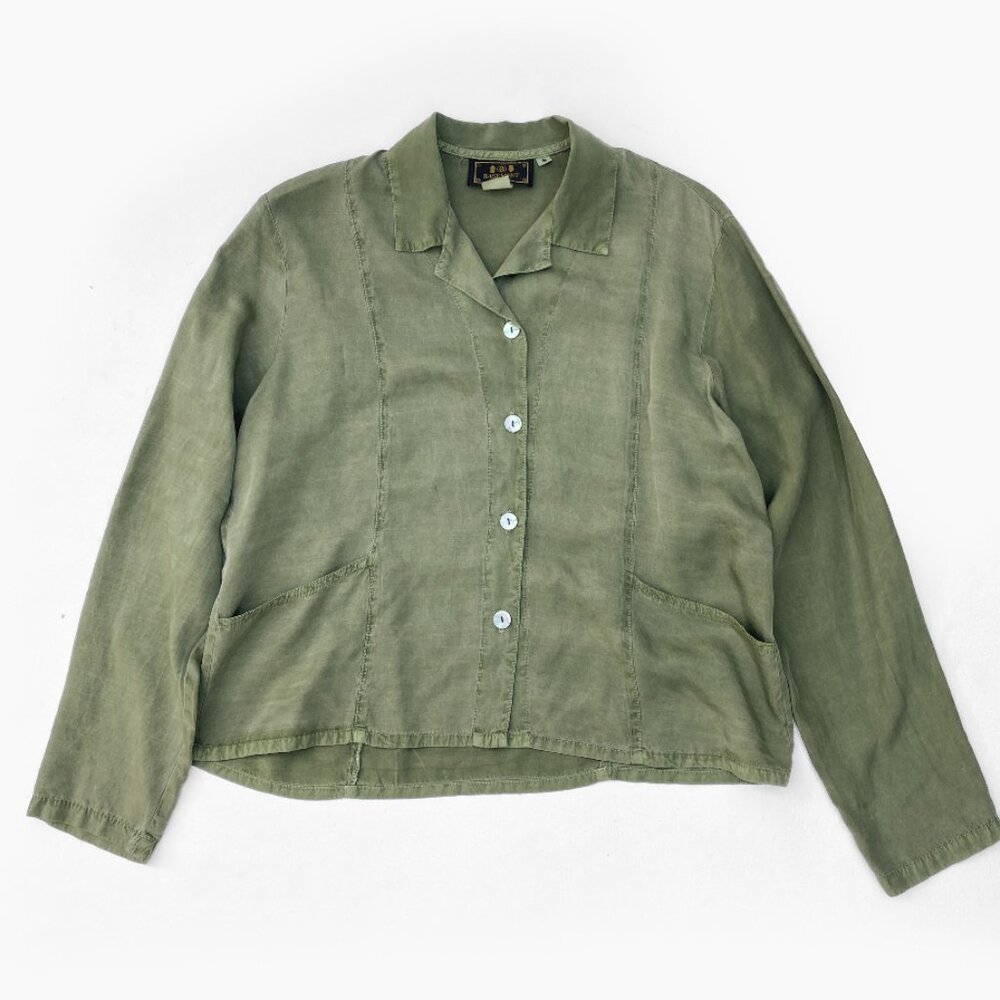 Green Button Up Blouse - BASEMENT USA Inc
